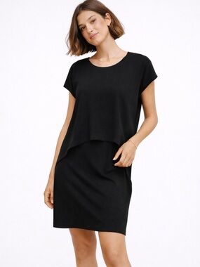 COS Minimalist Black Layered Shift Dress Capsule Wardrobe Small